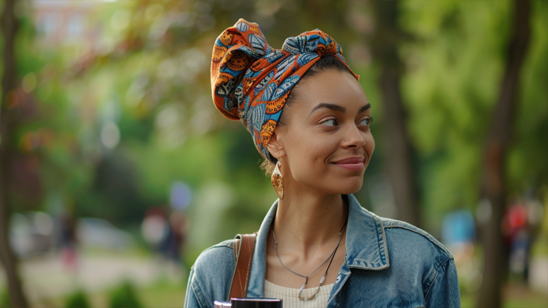 alt="a woman wearing head wraps"