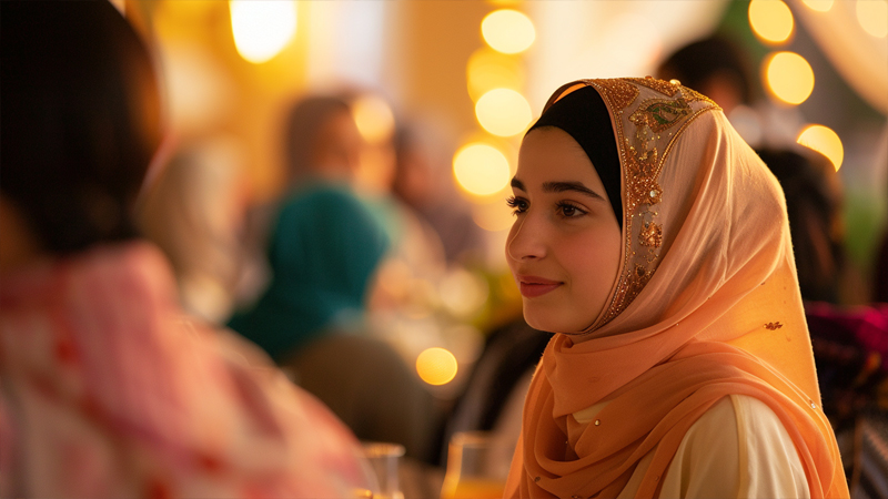 alt="A woman wearing a headscarf"