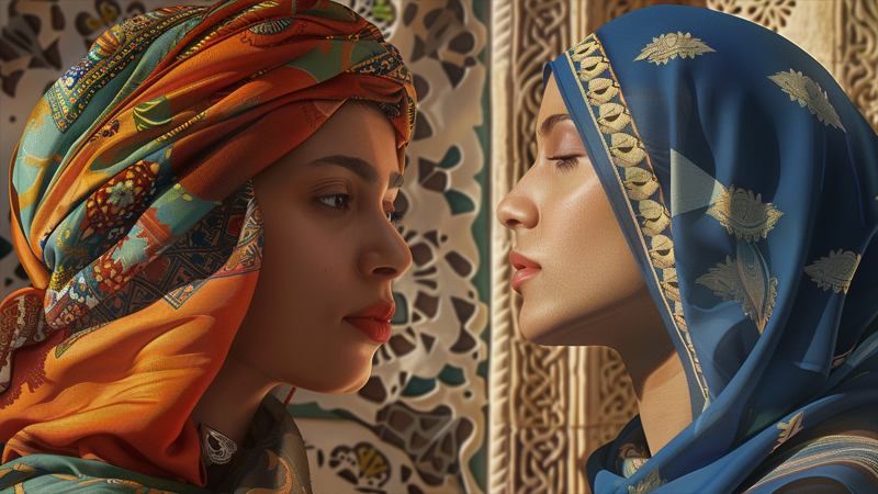 alt="women wearing hijab and turban"