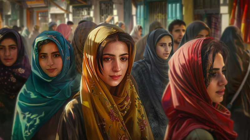 alt="Indian women wearing headscarves"