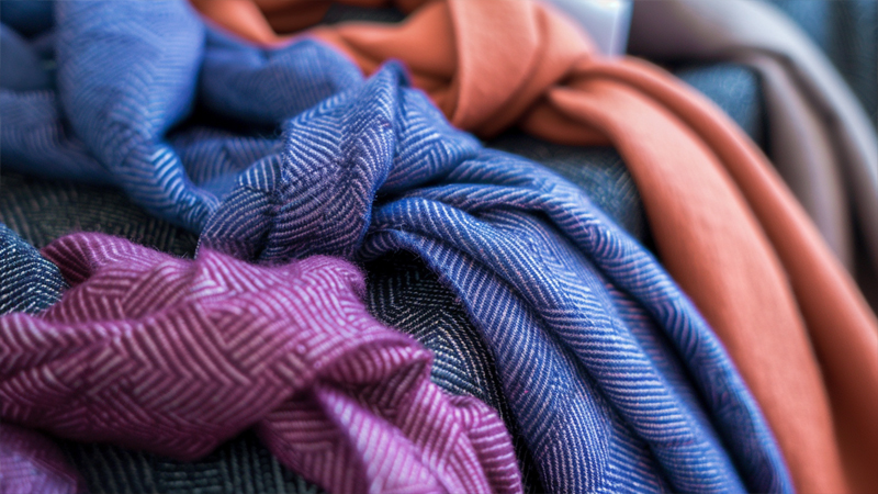 alt="Close-up of scarves in refined colors and subtle textures, illustrating what makes a scarf interview-ready through quality fabric, neat finish, and professional tone"