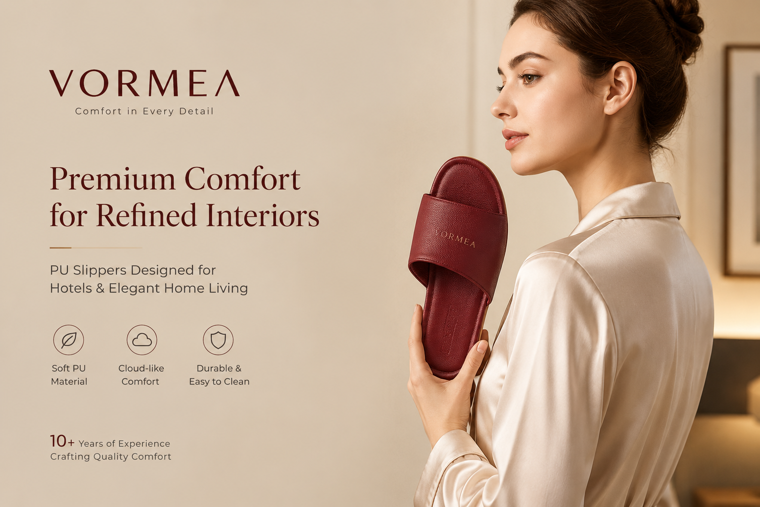 alt="PU slipper showing premium indoor and hospitality positioning for polyurethane slippers"
